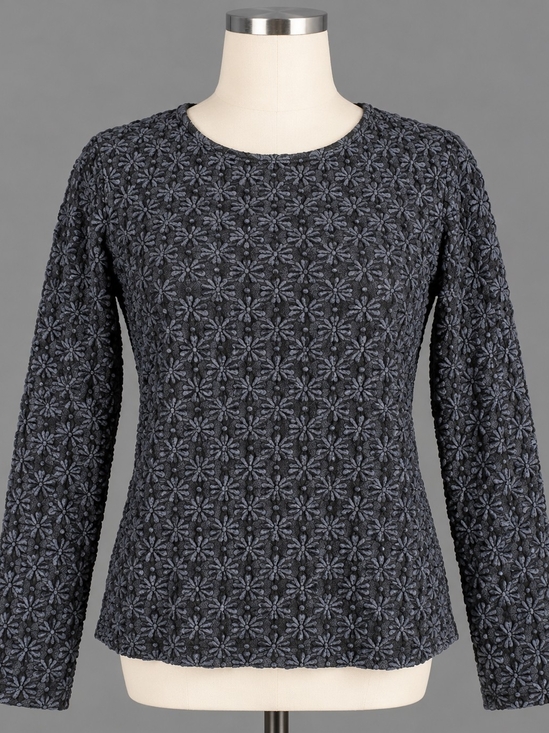 a new day Tops - A New Day Black Floral Textured Lace Long Sleeve Top Women’s Size M NWT